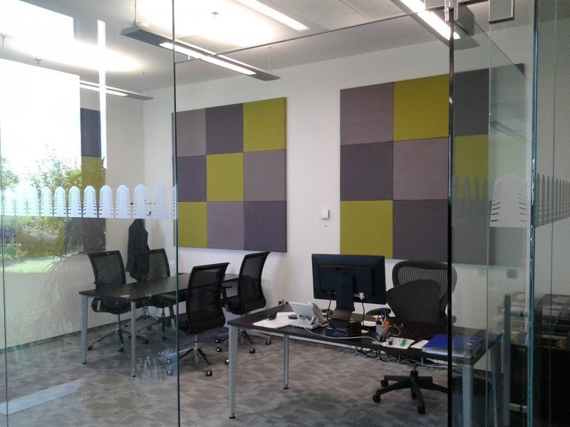 Acoustic panels in an office