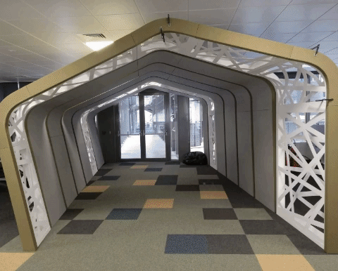 Custom acoustic treatment of an open-plan IT office