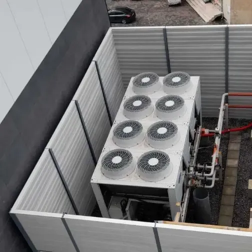 Soundproofing for rooftop chillers at Alliance Palace