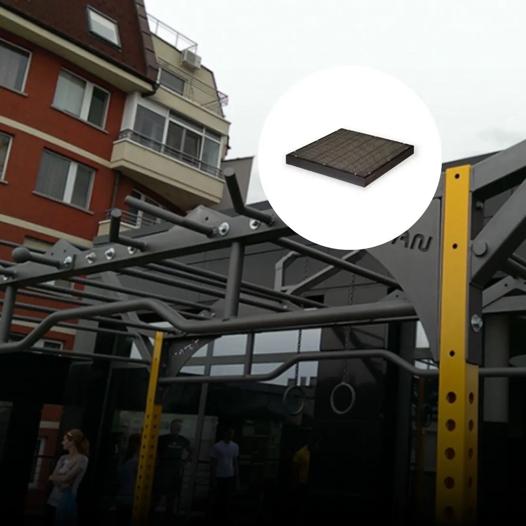 Sound-Absorbing Wall Panels Installed at Gym Near External AC Unit