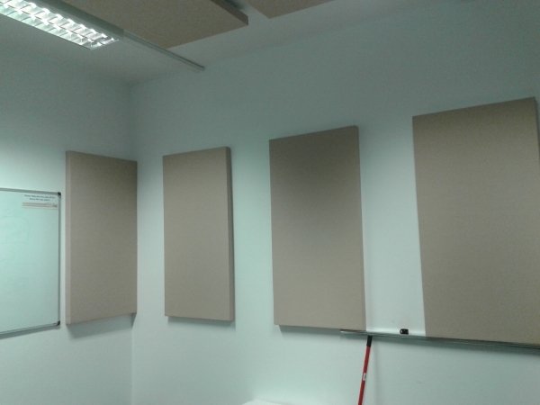 Acoustic treatment of a presentation room