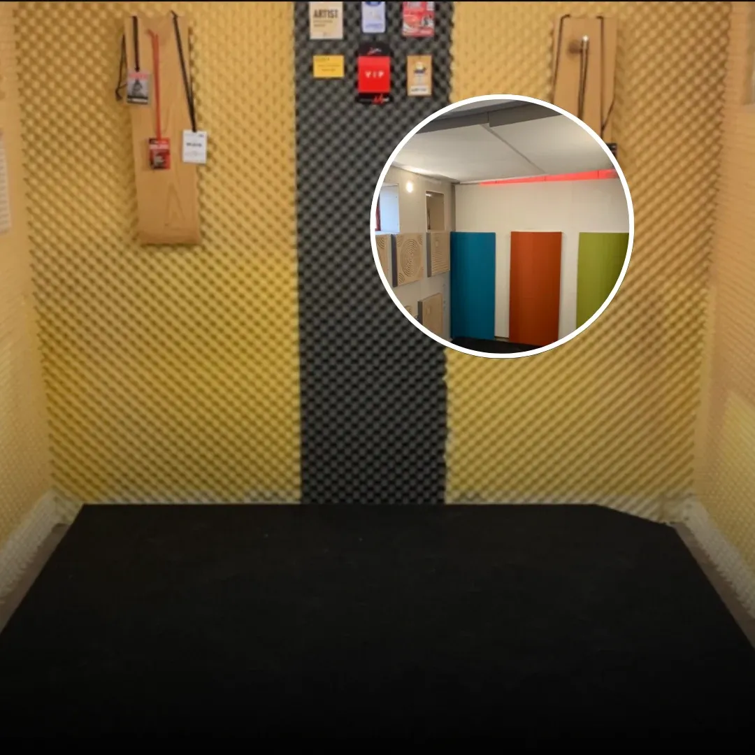 Custom acoustic and vibration isolation for a drum studio