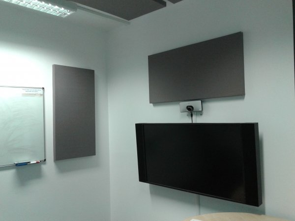 Acoustic treatment of a presentation room