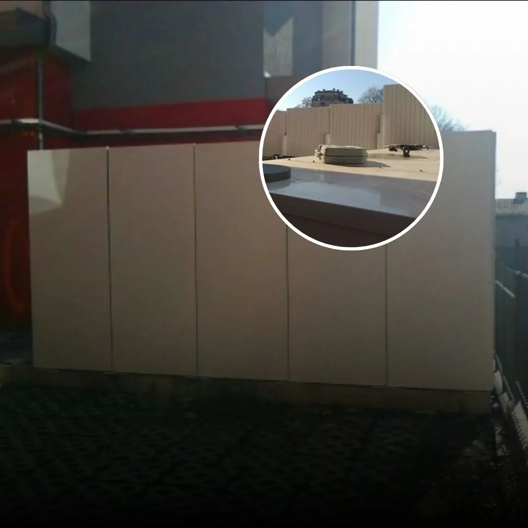 Sound insulating barrier for chillers at Billa