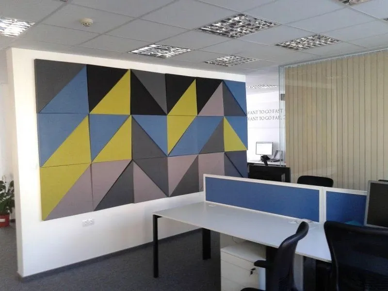 Acoustic wall treatment of a designer office
