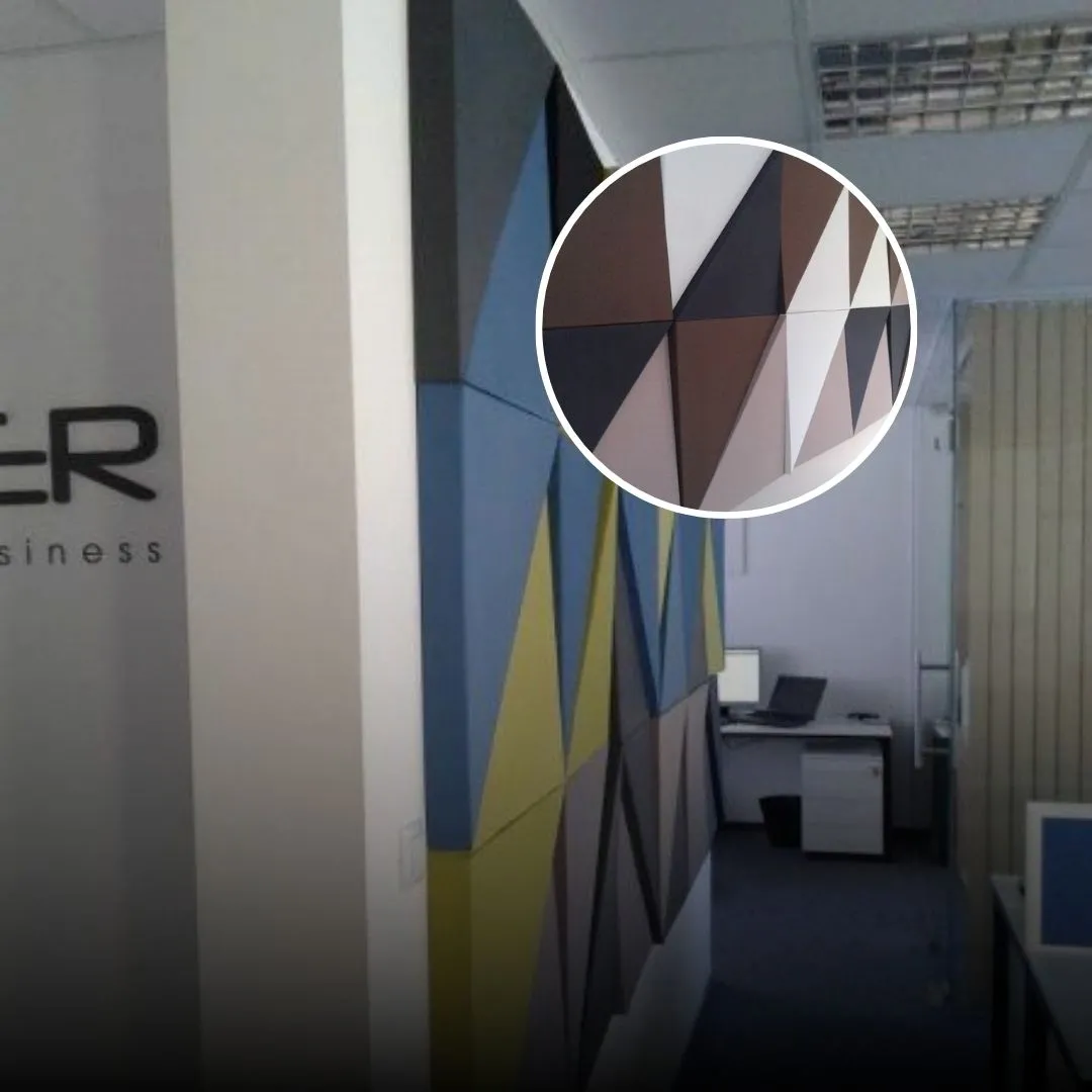Acoustic wall treatment of a designer office